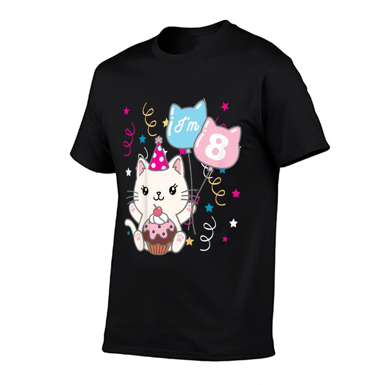 Kids 8th Kitten Birthday Girl Cat Theme for 8 (eight) Year Old  Trendy Pattern T-Shirt