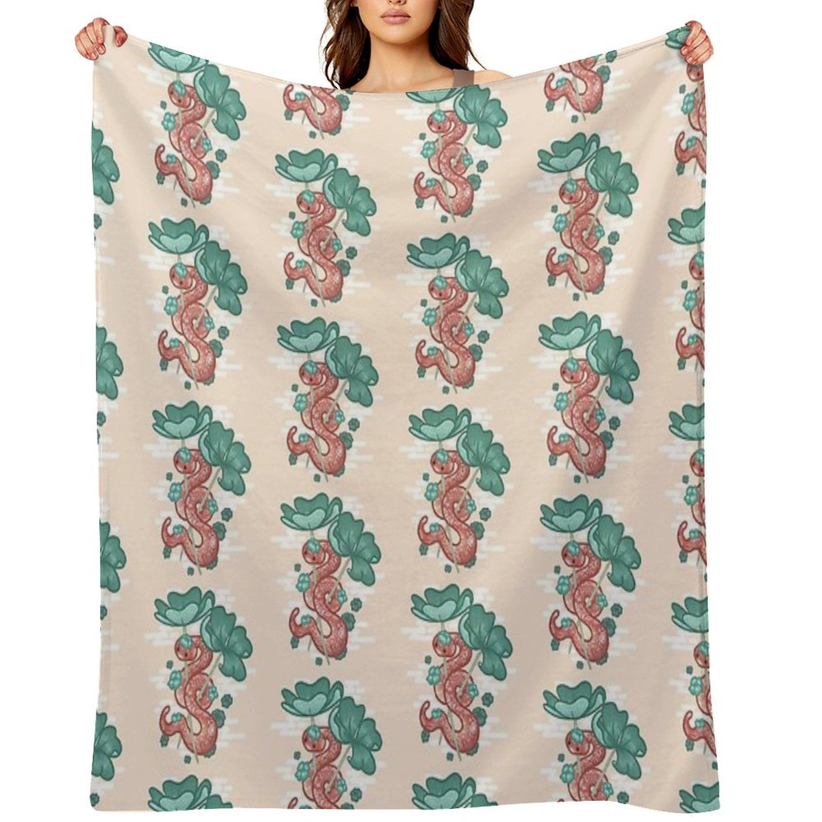 Red Snake Surrounded by The Clover Leaf Comfort Throw Blanket