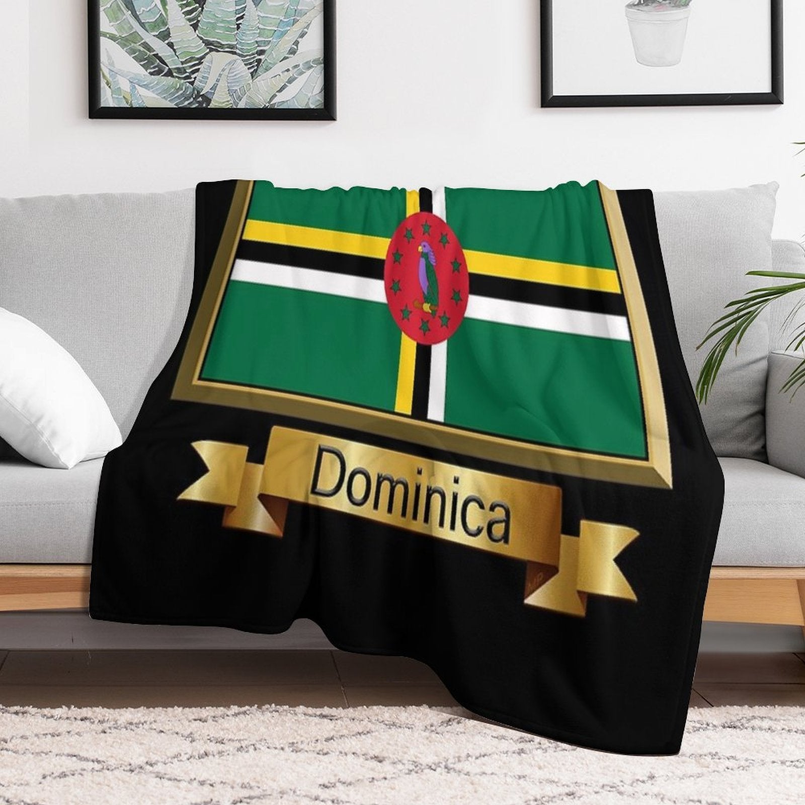 Dominica Flag Gifts, Stickers & Products - Named Lightweight Throw Blanket