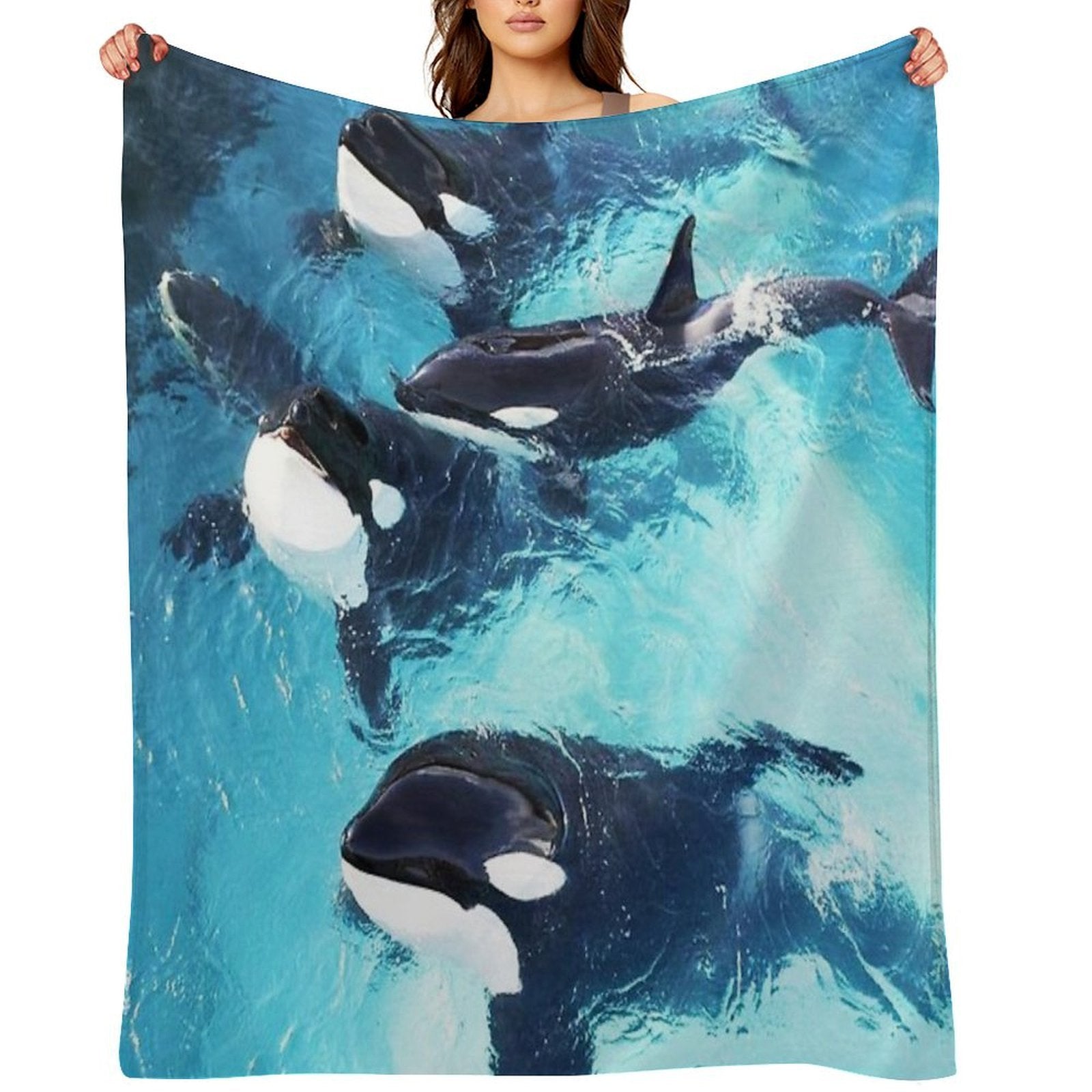 Whale in Blue Ocean Versatility Throw Blanket