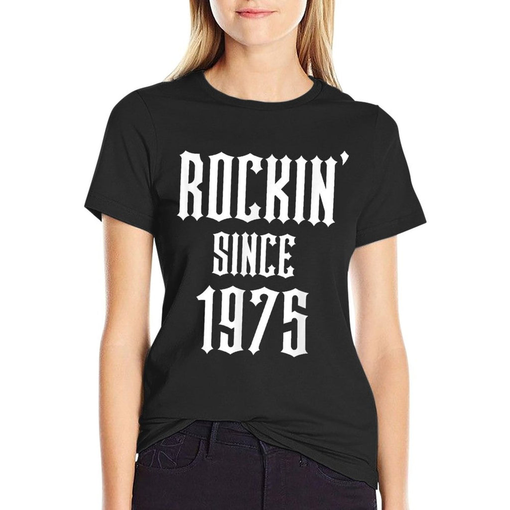 50 Year Old Classic Rock 1975 50th Birthday  Ribbed Collar T-Shirt