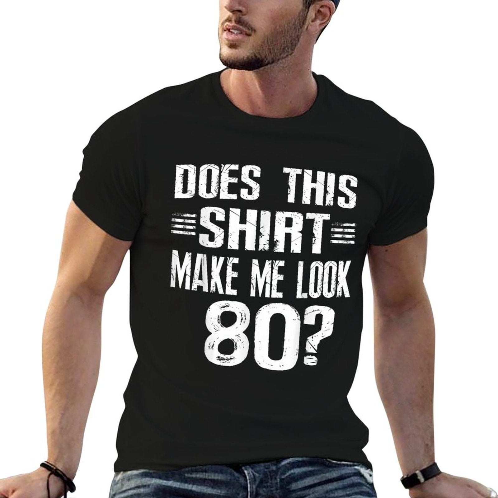 Does This Make Me Look 80 Fun 80th Birthday  Oversized Silhouette T-Shirt