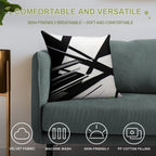 Abstract Geometric Black And White 77 Soft Short Plush Fabric Throw Pillow