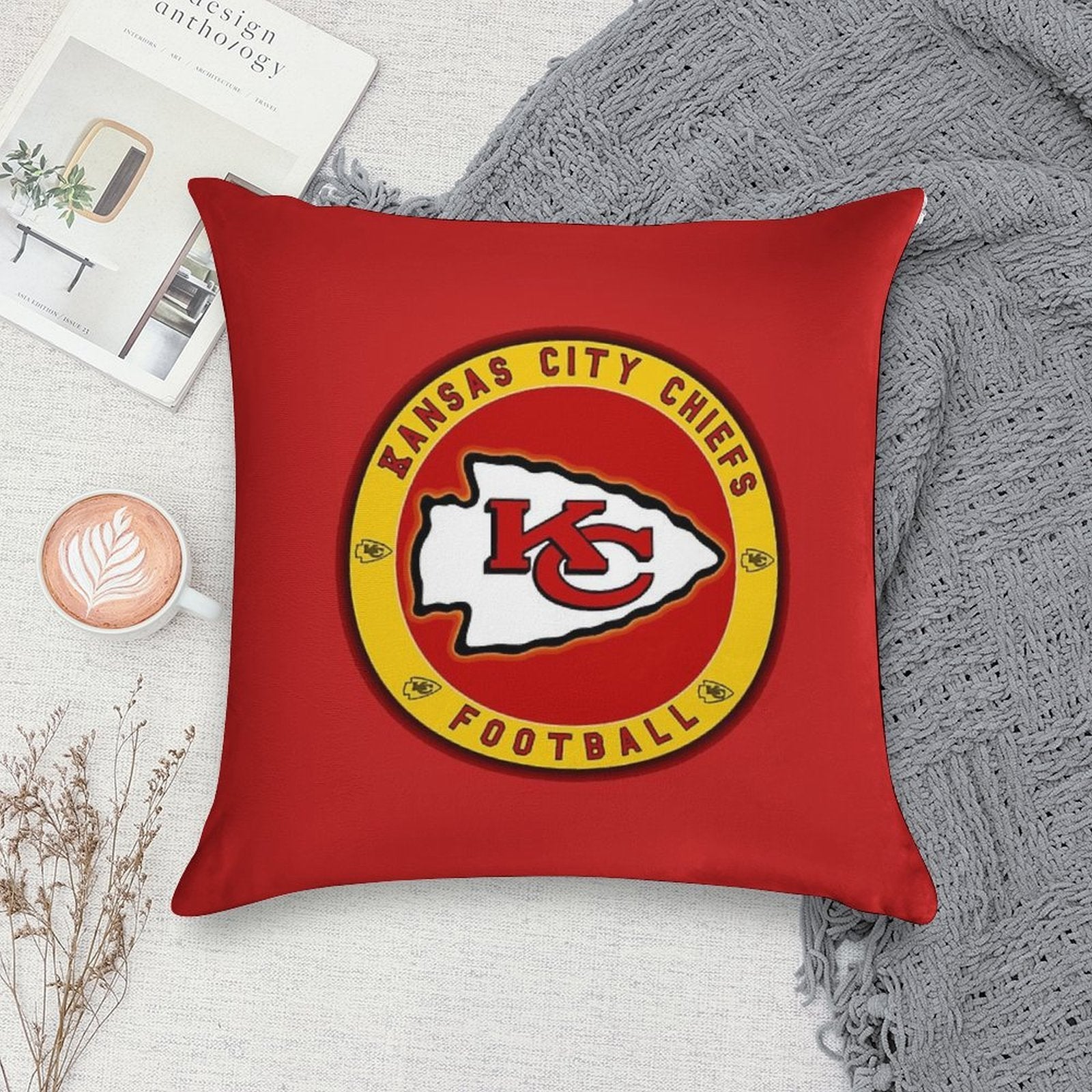 Chiefs-kansas Soft Hidden Zipper Throw Pillow
