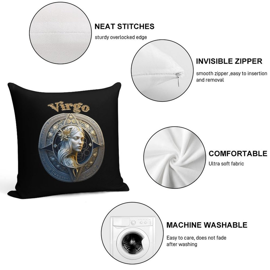 Virgo Zodiac Sign Soft Decorative Cover Throw Pillow