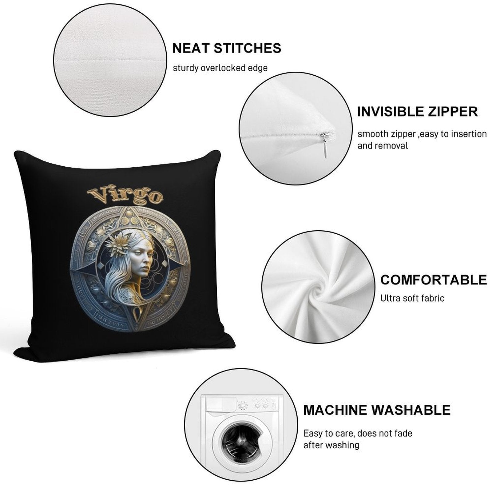 Virgo Zodiac Sign Soft Decorative Cover Throw Pillow