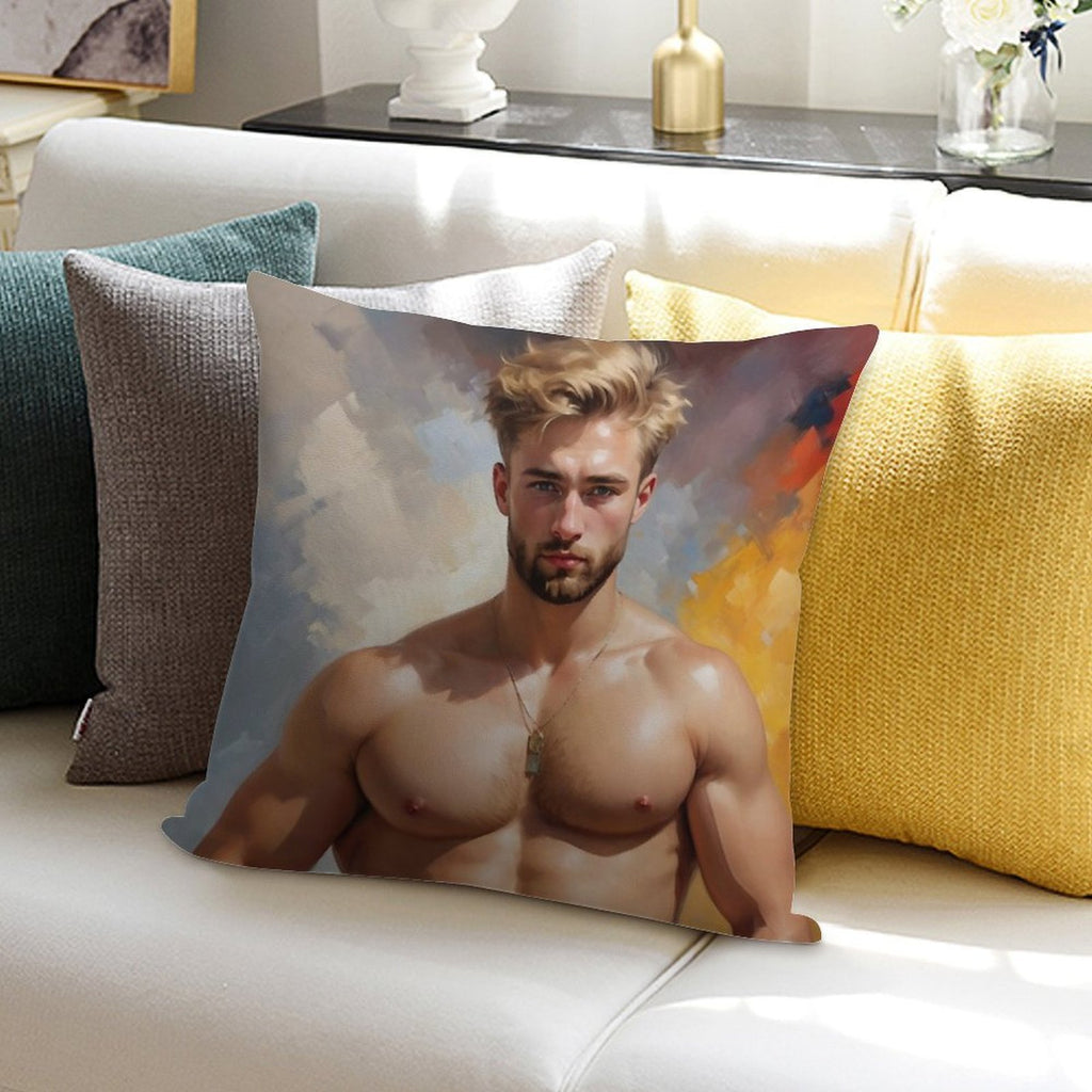 Sexy Guy Portrait Wassili Kandinsky Inspired Background Soft Bedroom Essential Throw Pillow