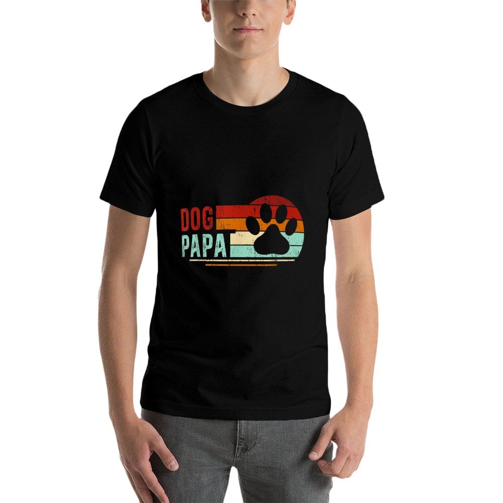 Dog Papa Retro Dog Lover Papa Dog Owner Papa  Relaxed-fit T-Shirt