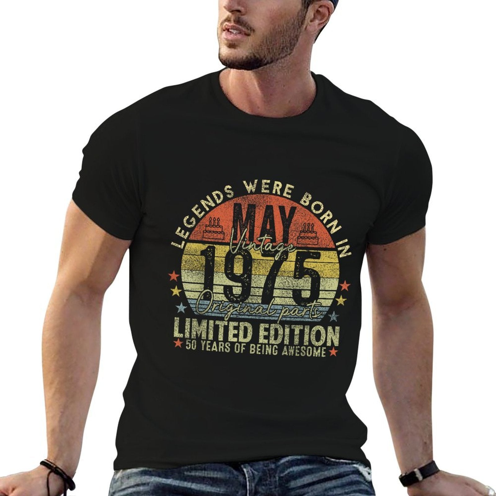 Legend Since May 1975 Vintage 50th Birthday Made in 1975  Oversized Silhouette T-Shirt