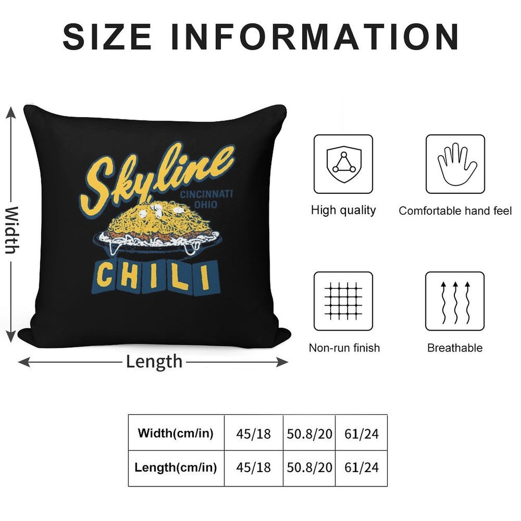 Skyline Chili Cincinnati Soft Durable Construction Throw Pillow