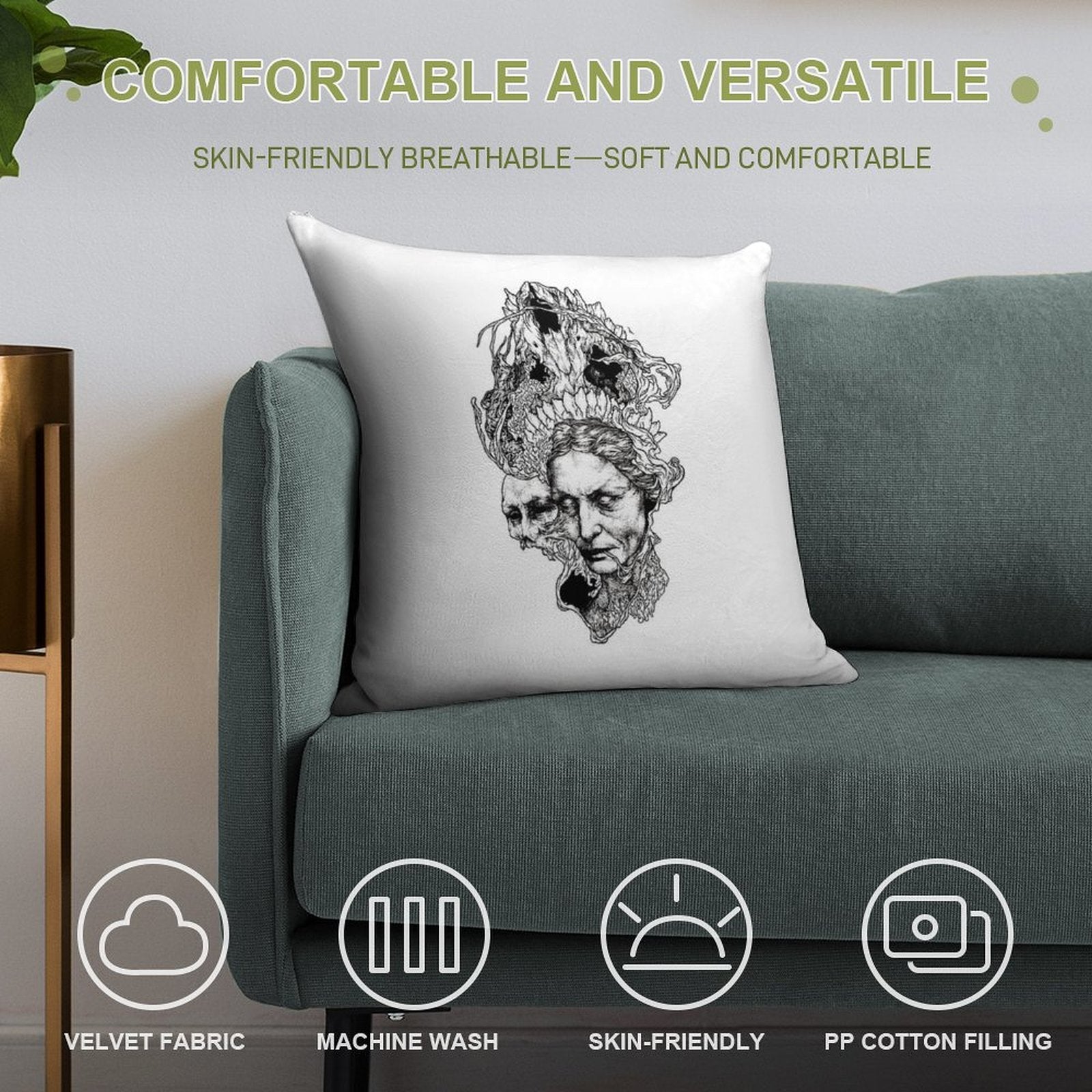 Old Witch Soft Bedroom Essential Throw Pillow