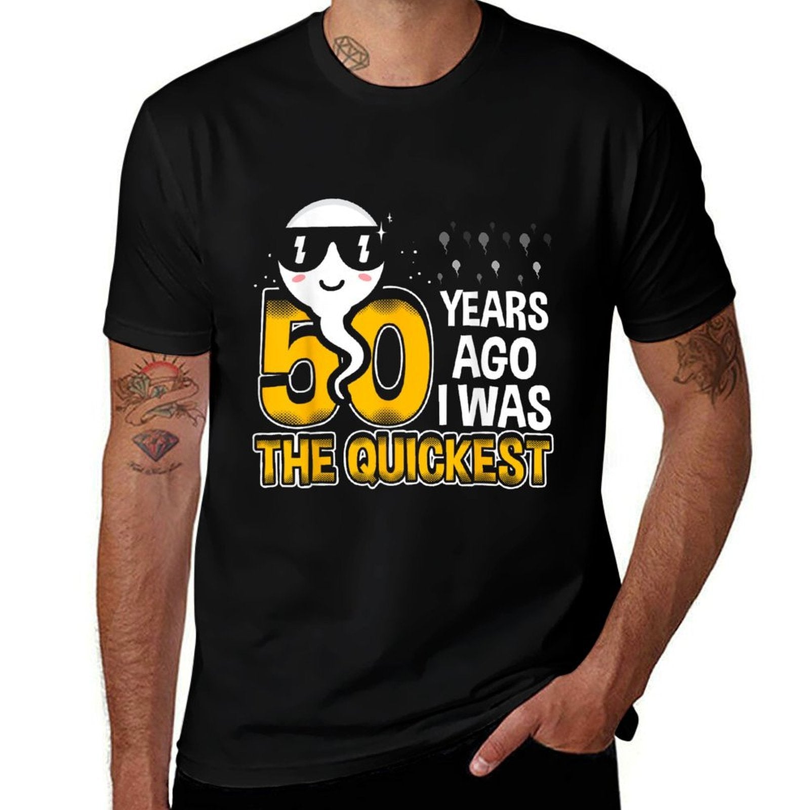 50 Years Ago I Was The Quickest 50th Birthday Funny  Oversized Silhouette T-Shirt