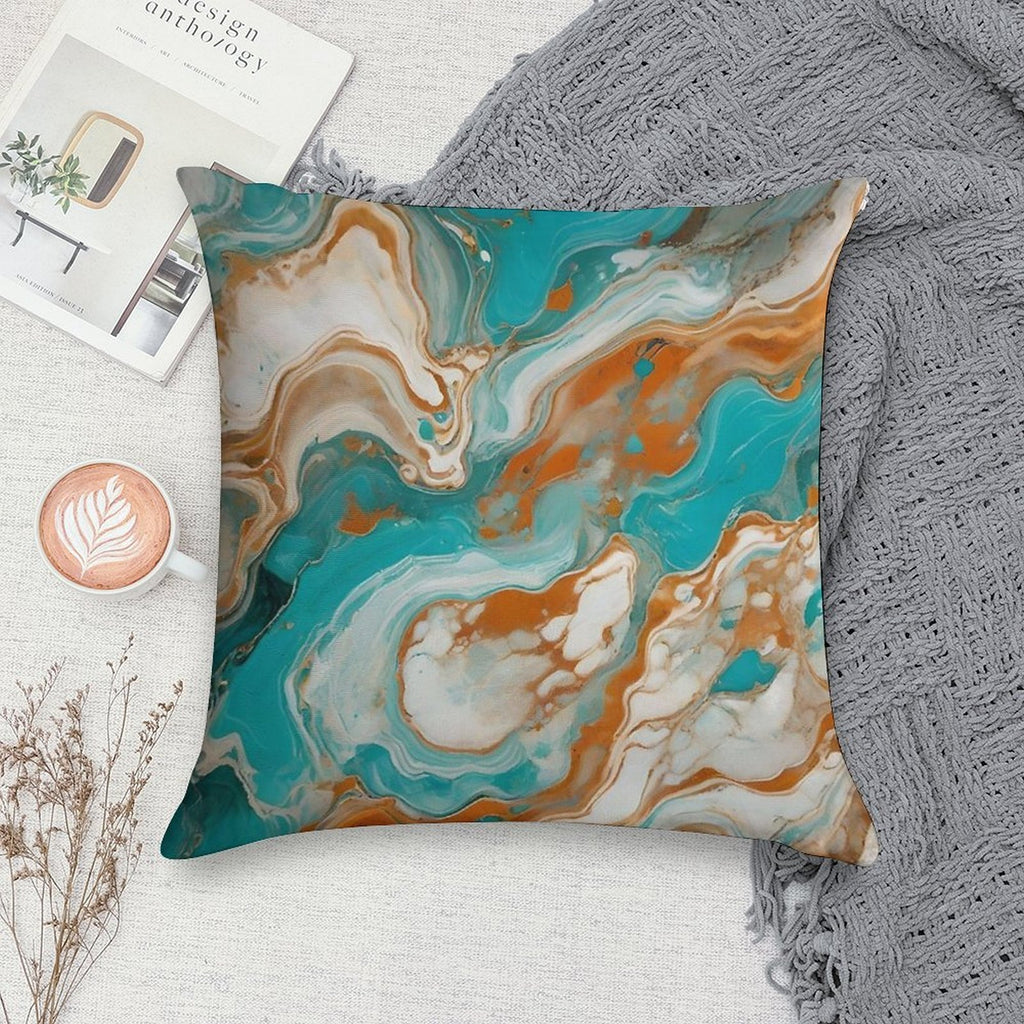 Turquoise Marble Texture With Light Earth Soft Ultra-Soft Texture Throw Pillow
