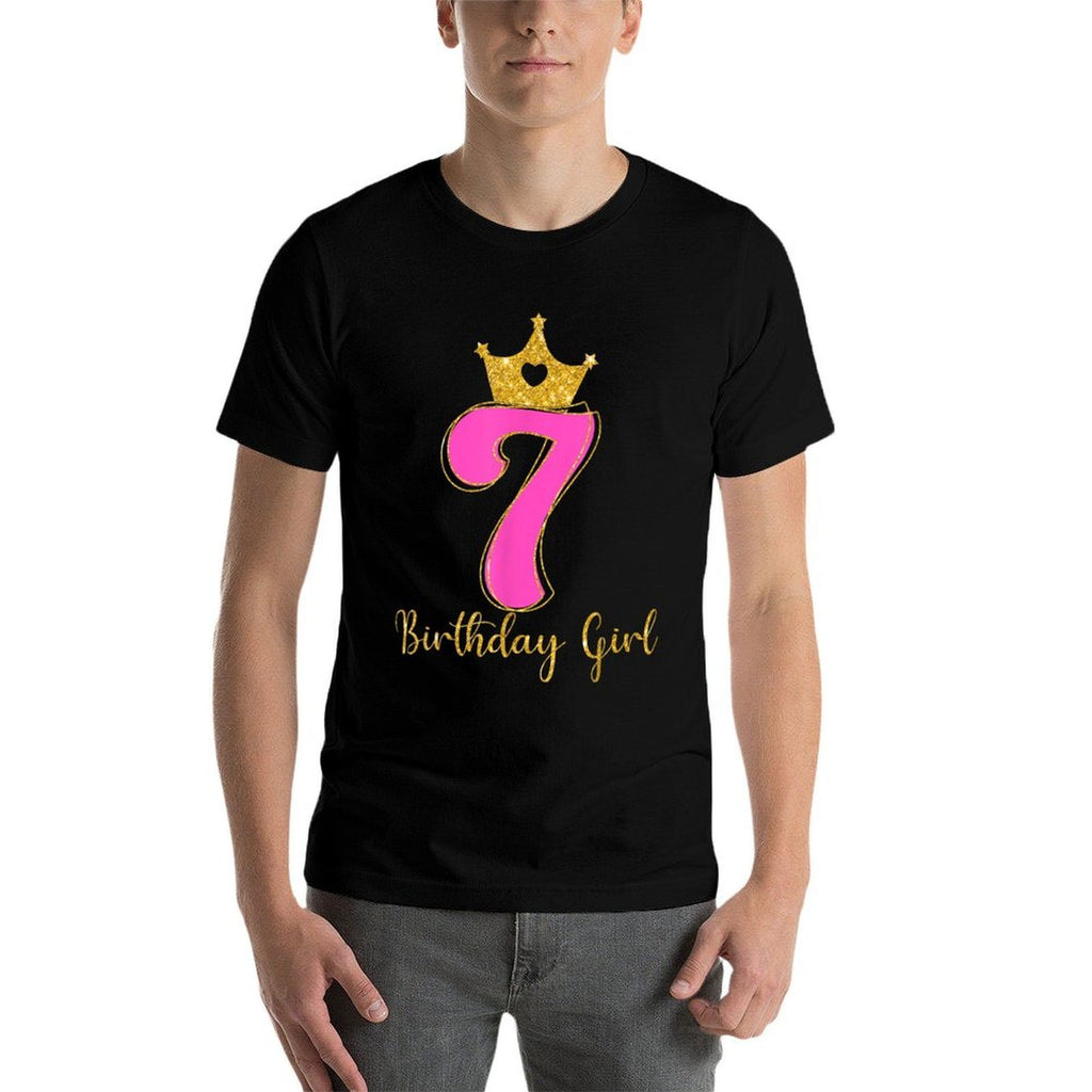 7th Birthday Girls 7 Seven Years Old Birthday Party Kids  Tagless Design T-Shirt