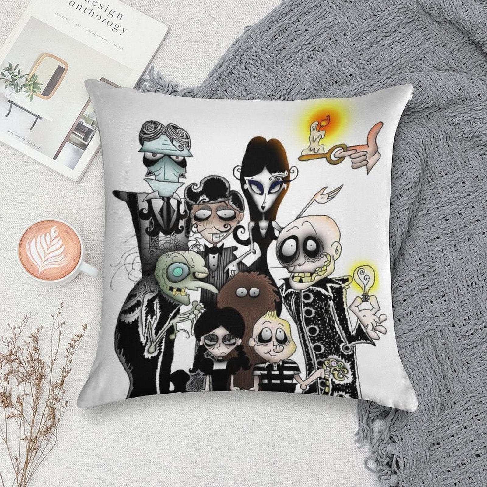 The Addams Family Portrait Soft Gift Ready Throw Pillow