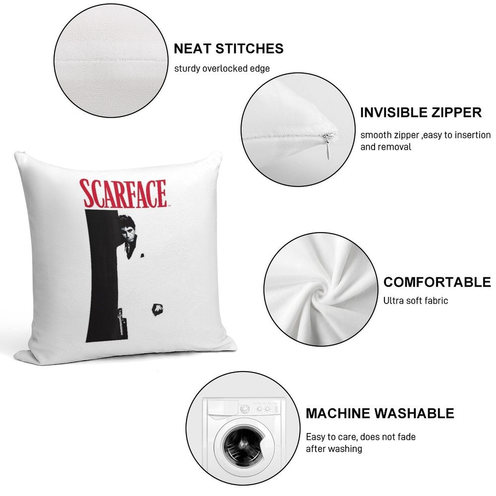 Scarface Original Soft Easy Maintenance Throw Pillow