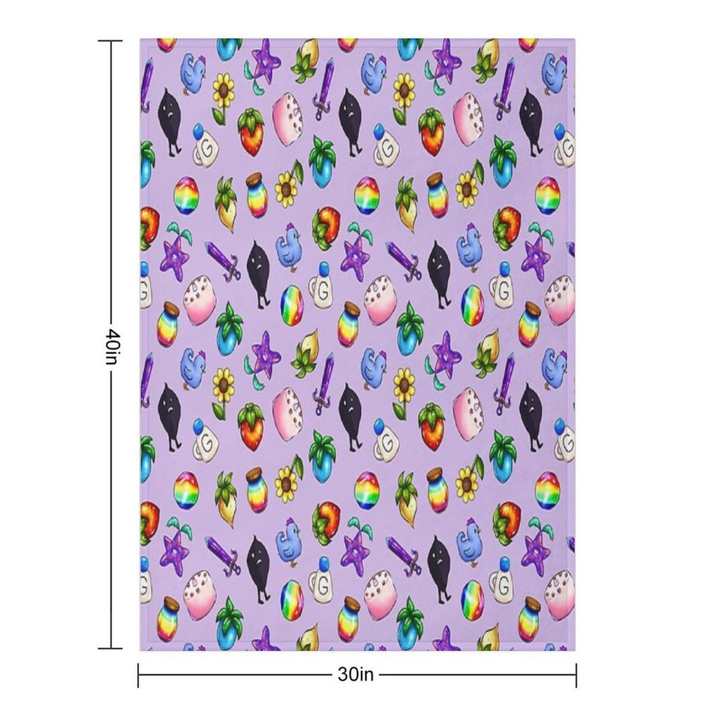 Handdrawn Stardew Valley Icons Plush Throw Blanket