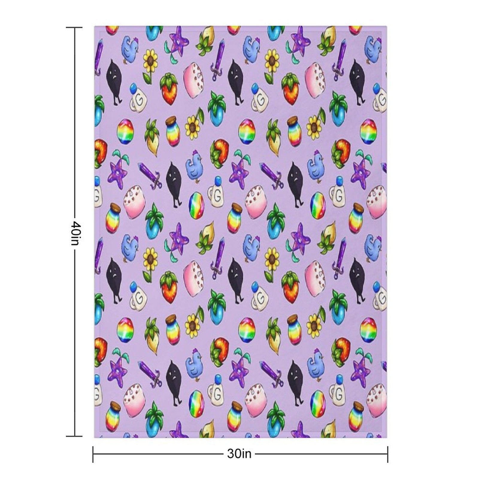 Handdrawn Stardew Valley Icons Plush Throw Blanket