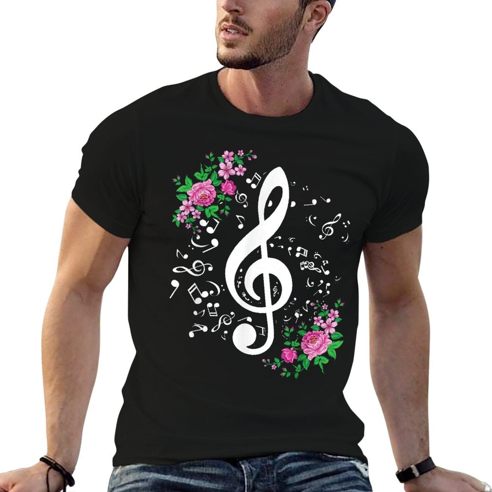 Cut Music Notes Clef Teacher,musical Notes And Flowers  Affordable Price T-Shirt