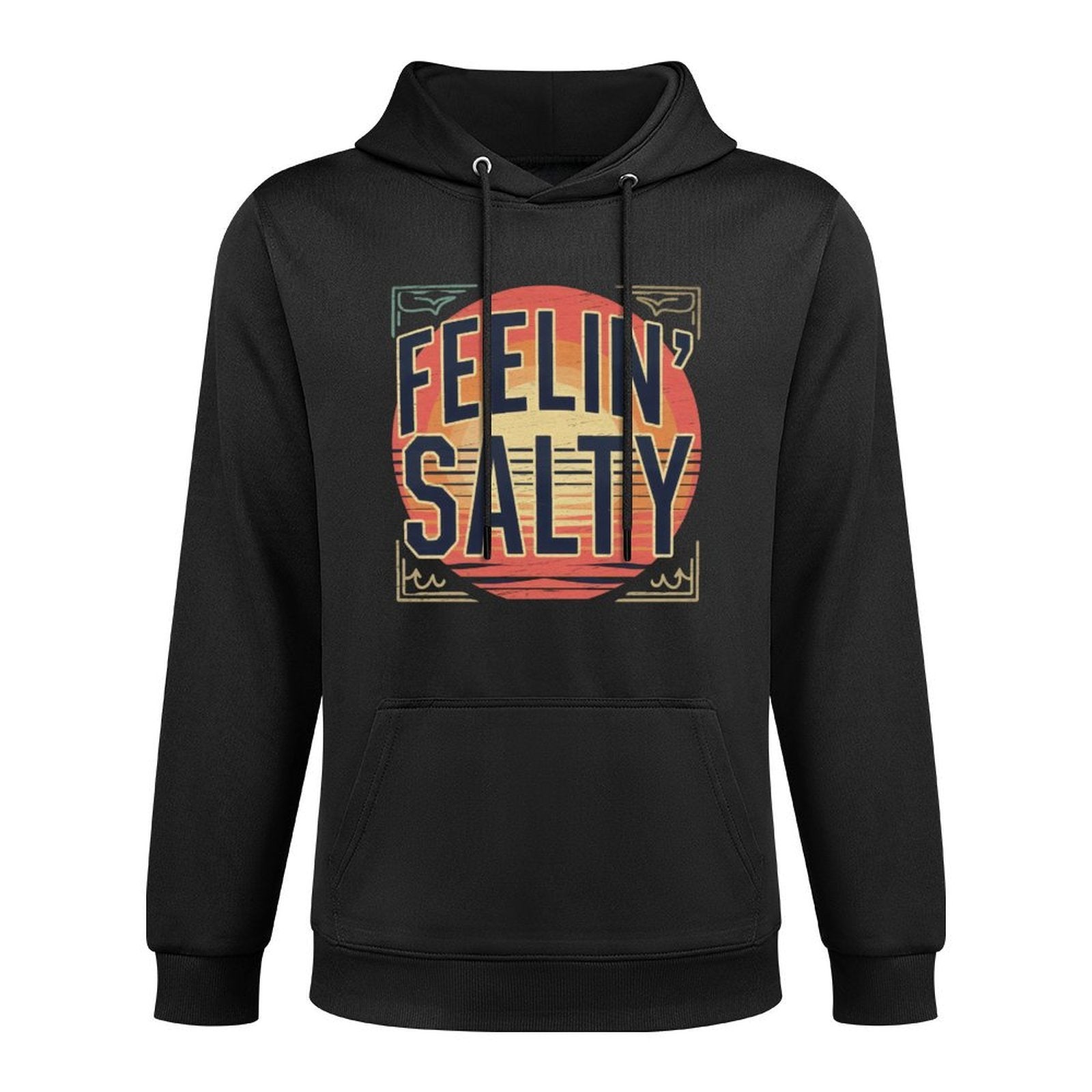 Feelin Salty Tshirt Beach Summer Vacation Vintage 70s Retro Sweatshirt Kangaroo Pocket Hoodie