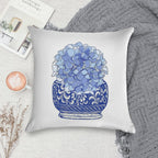 Blue And White Vase with Blue Hydrangeas Soft Hidden Zipper Throw Pillow