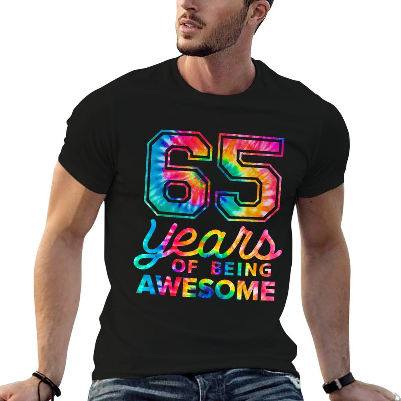 65th Birthday Tie Dye 65 Years Old Fantastic Men  Easy-care T-Shirt