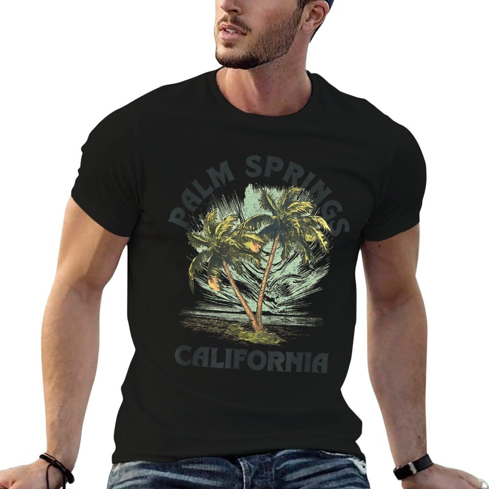 Palm Springs California Palms Vintage Beach  Relaxed-fit T-Shirt