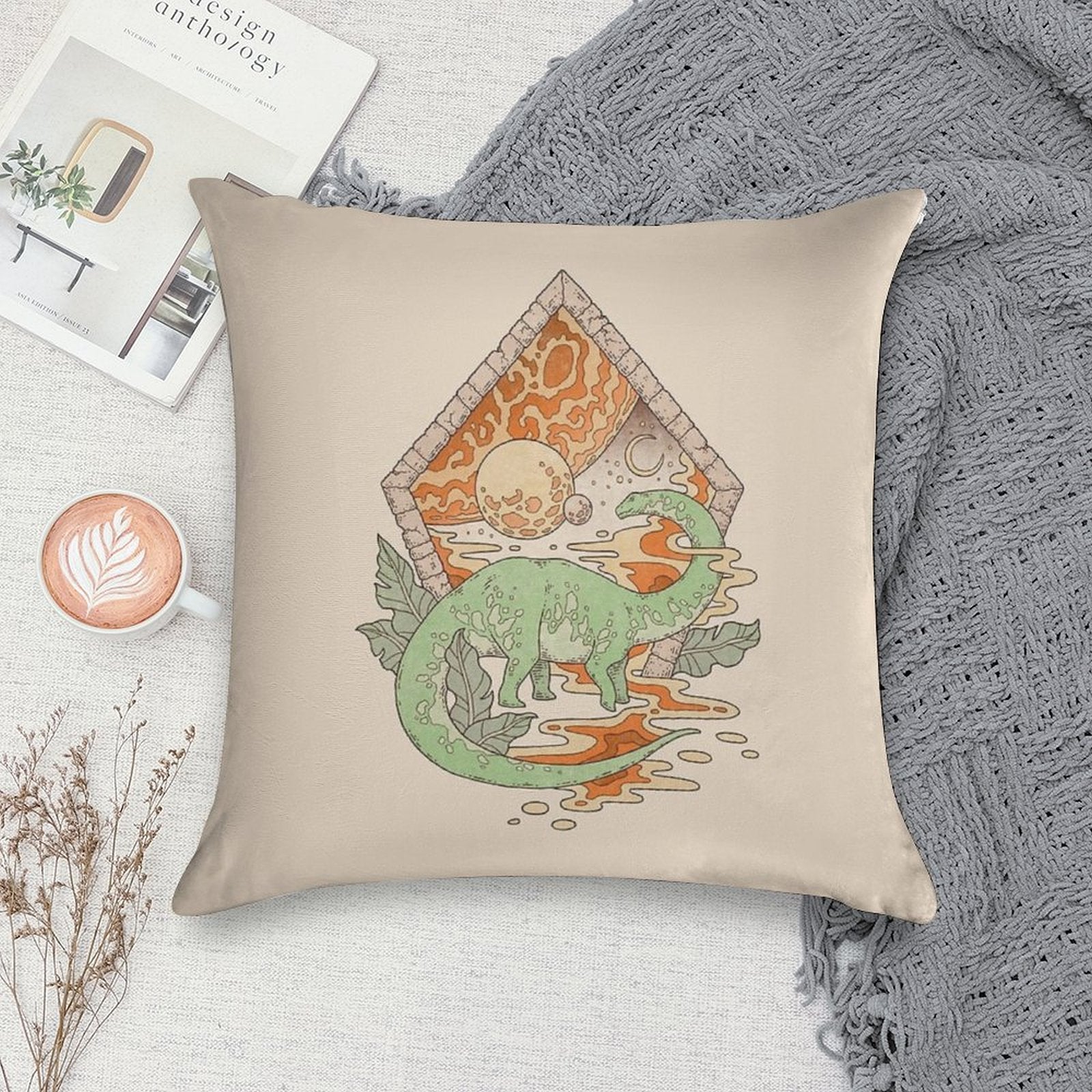 Aeon Archway Apatosaurus  Dinosaur Sci-Fi Space Art Soft Warmth Comfort Throw Pillow