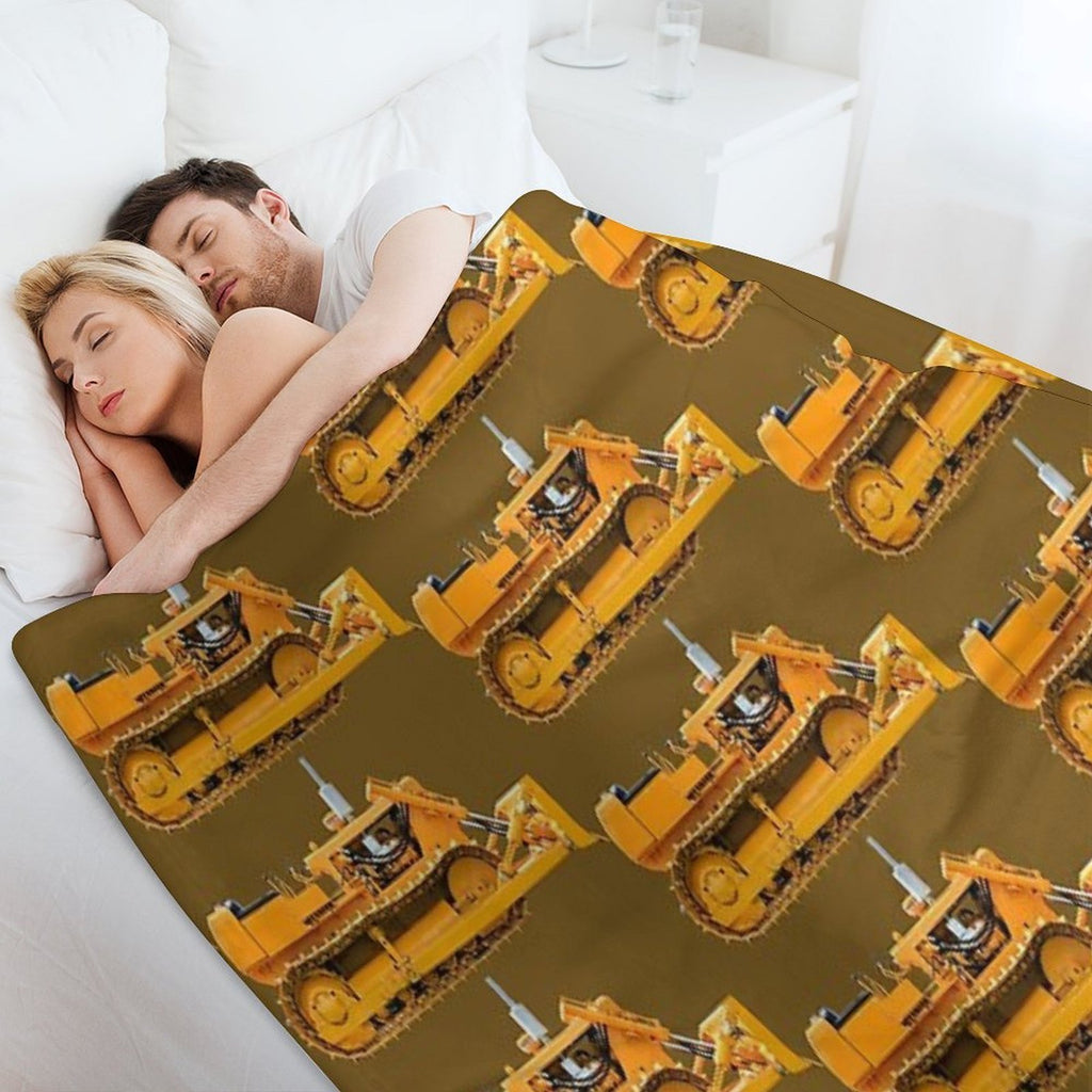 Yellow Bulldozer Velvety-soft Throw Blanket