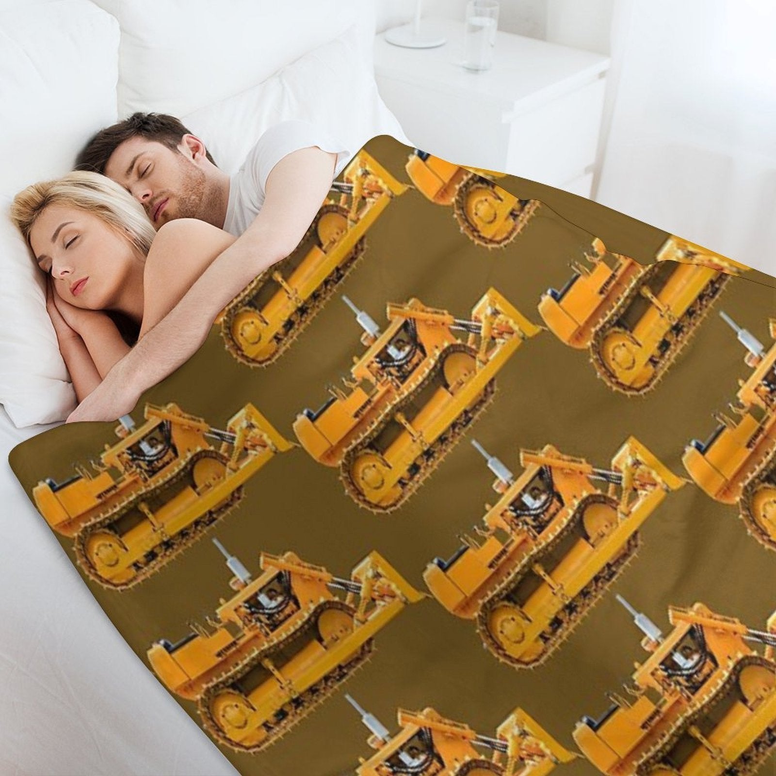 Yellow Bulldozer Velvety-soft Throw Blanket