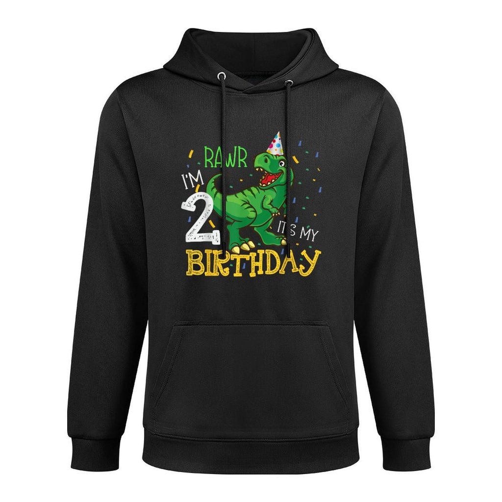 Dinosaur Birthday 2 Years Old Boy & Girl Funny Quote Graphic Colorfast Hoodie