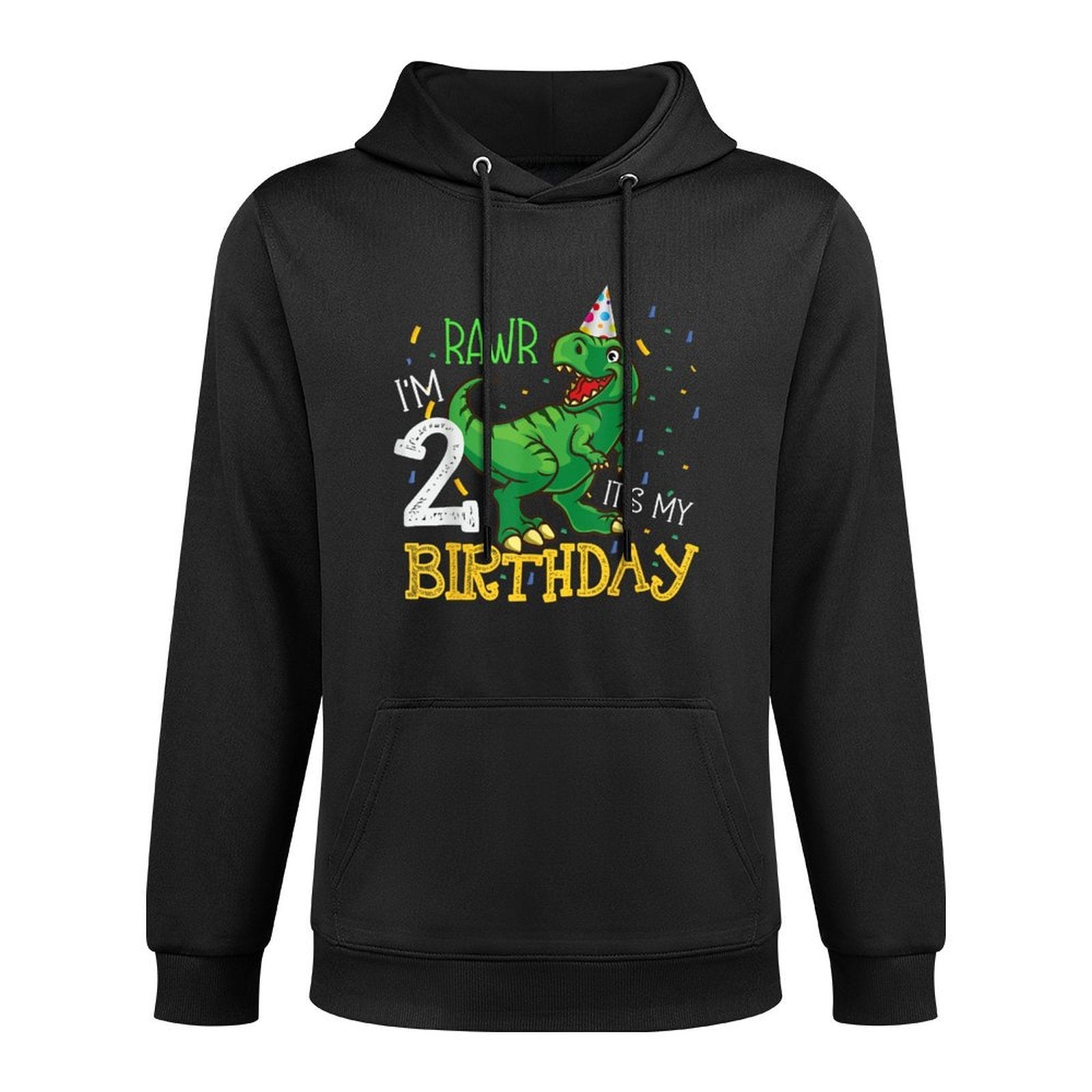 Dinosaur Birthday 2 Years Old Boy & Girl Funny Quote Graphic Colorfast Hoodie