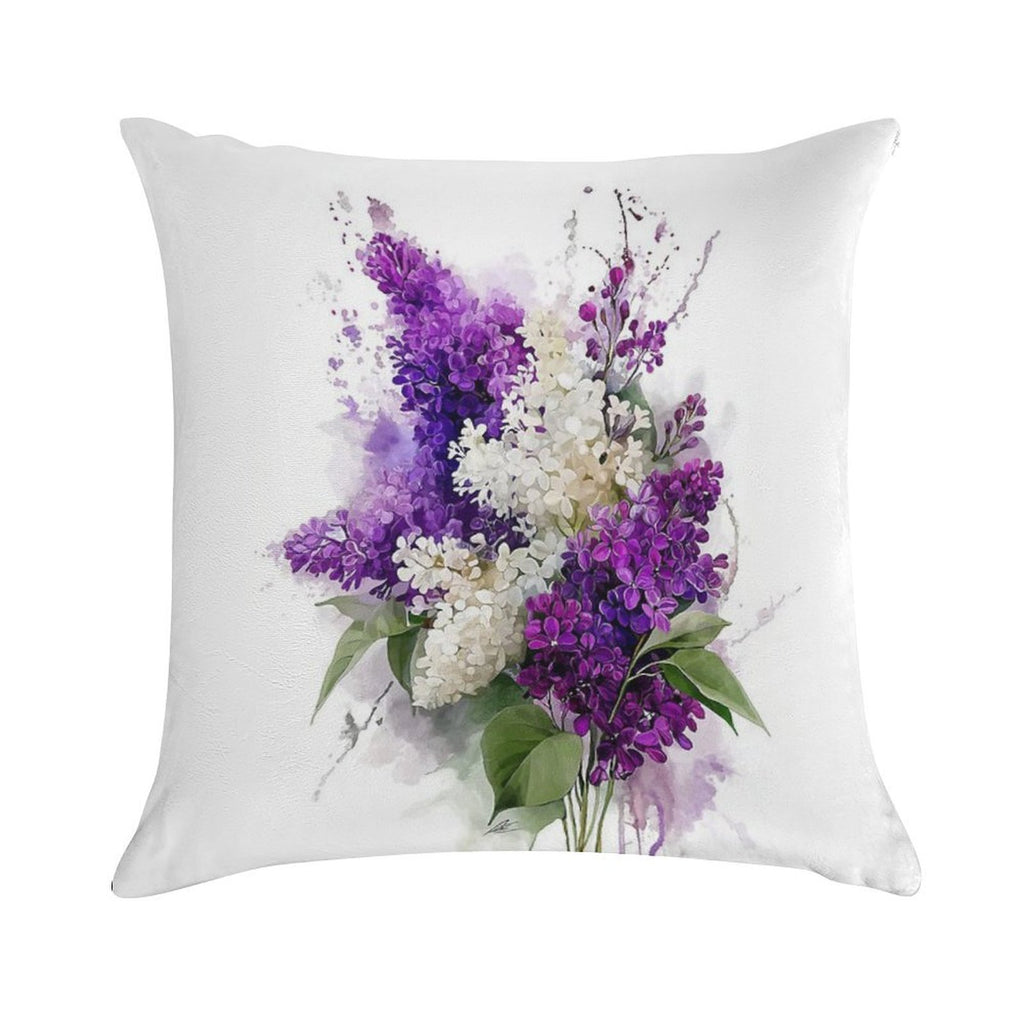 Watercolor Lilacs Soft Hidden Zipper Throw Pillow