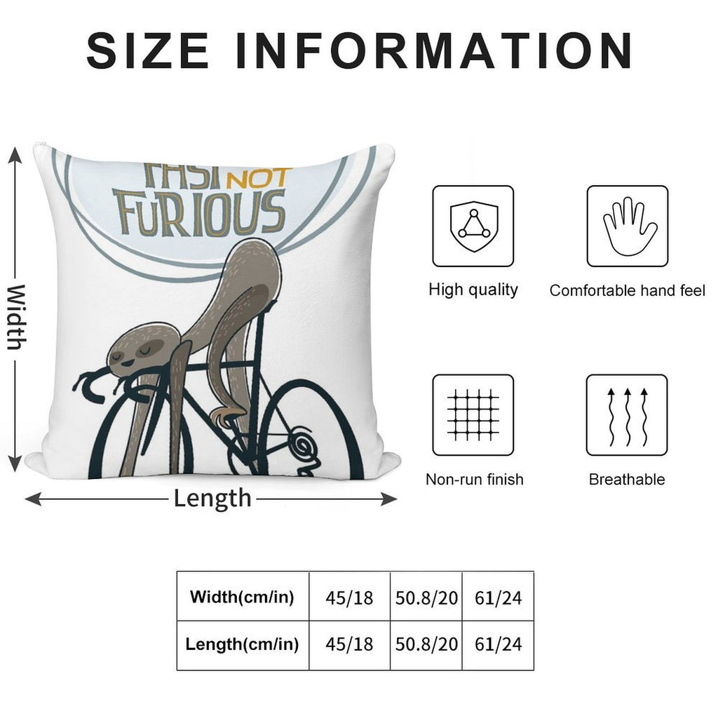 Funny Cycling Sloth Soft Style Accent Throw Pillow