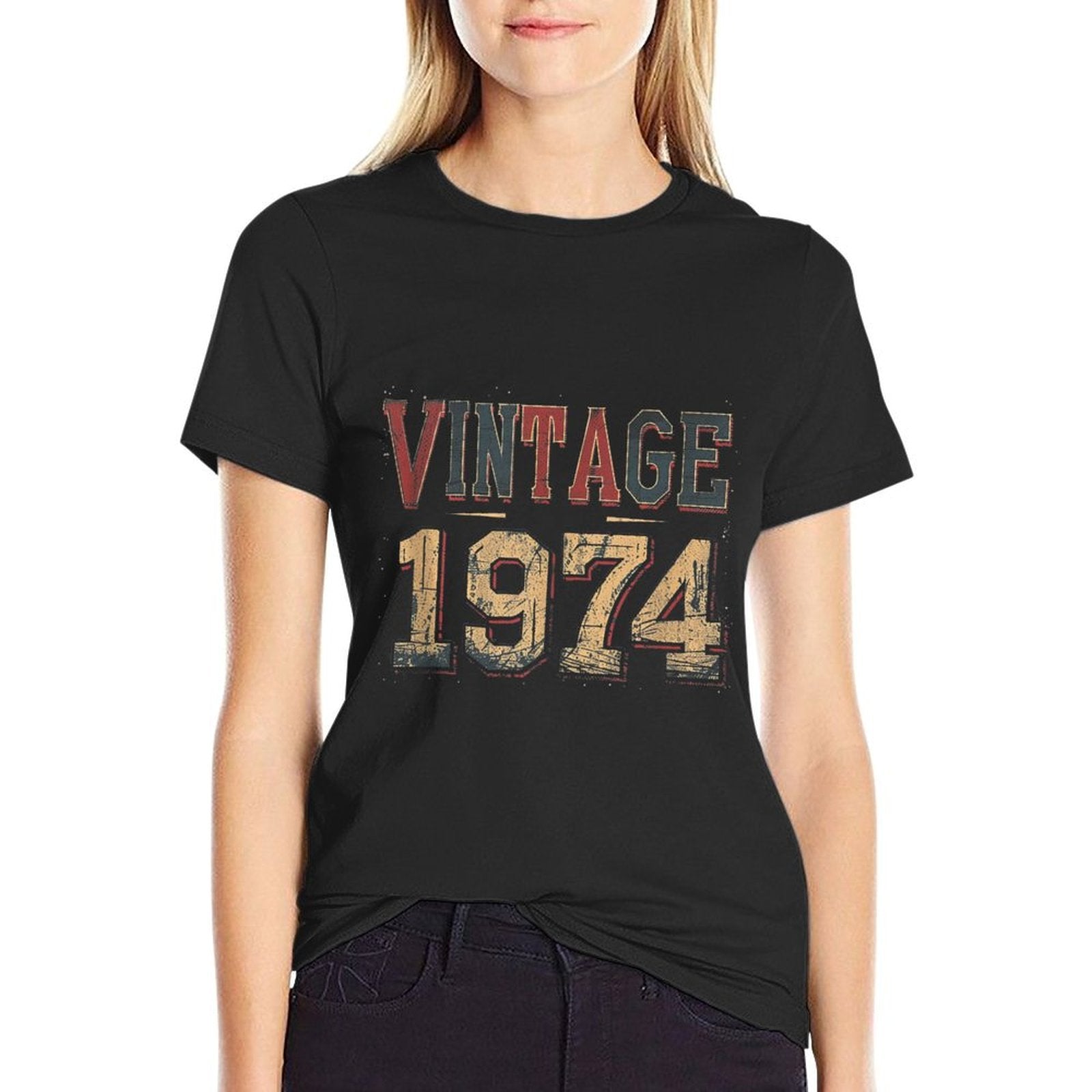Vintage 1974 50th Birthday 50 Years Old Retro Men Women  Summer-ready Fabric T-Shirt