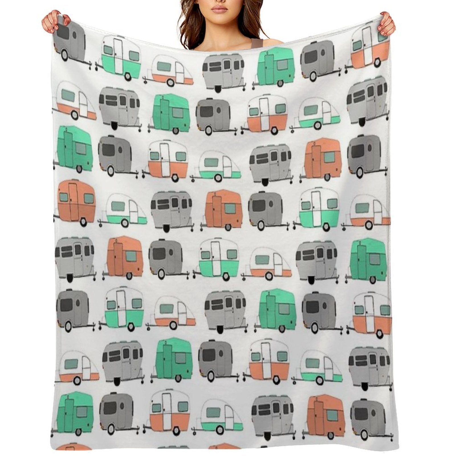 Vintage Caravan Pattern Velvety-soft Throw Blanket