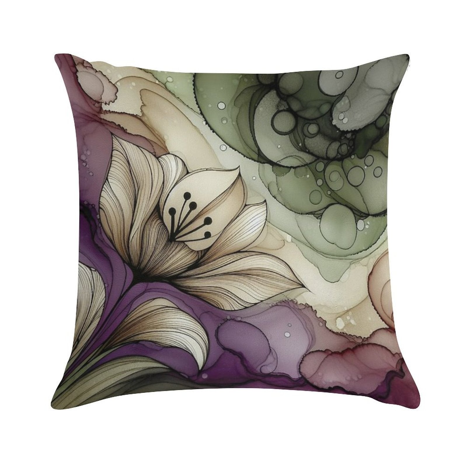 Modern Floral Abstract Tulip Soft Short Plush Fabric Throw Pillow