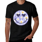 Retro Purple Happy Face Checkered Pattern Smile Face Trendy  Affordable Price T-Shirt