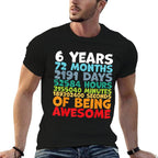 6 Year Old BDay Decorations Son Boy 6yr 6th Birthday  High-quality Stitching T-Shirt