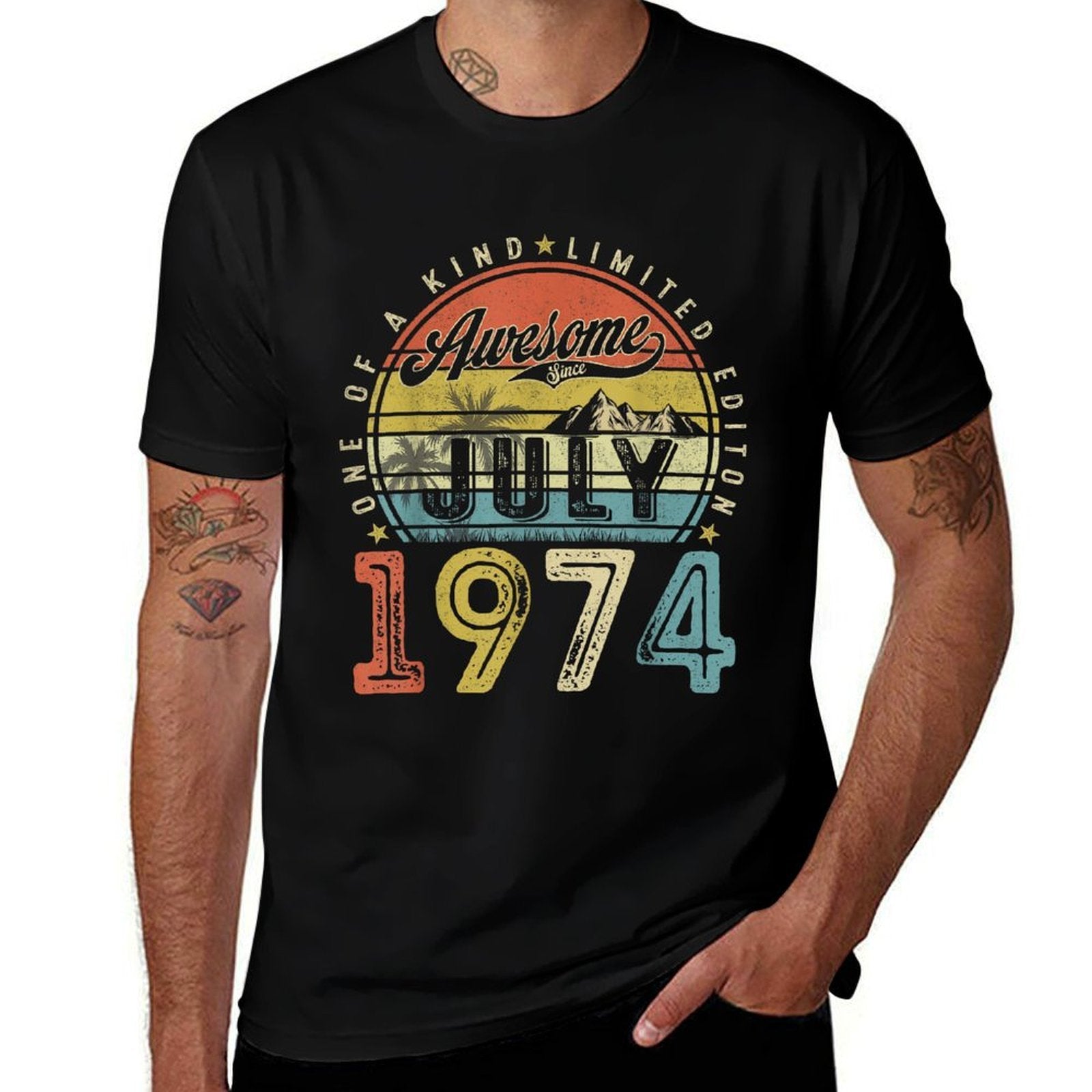 Funny 50 Year Old July 1974 Vintage Retro 50th Birthday Gift  Slim-fit Cut T-Shirt