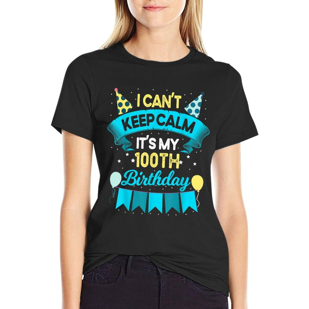100 Year Old Men Women Birthday Gift It's My 100th Birthday  Ribbed Collar T-Shirt