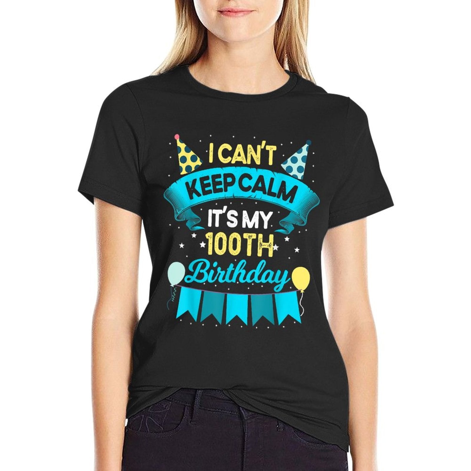 100 Year Old Men Women Birthday Gift It's My 100th Birthday  Ribbed Collar T-Shirt