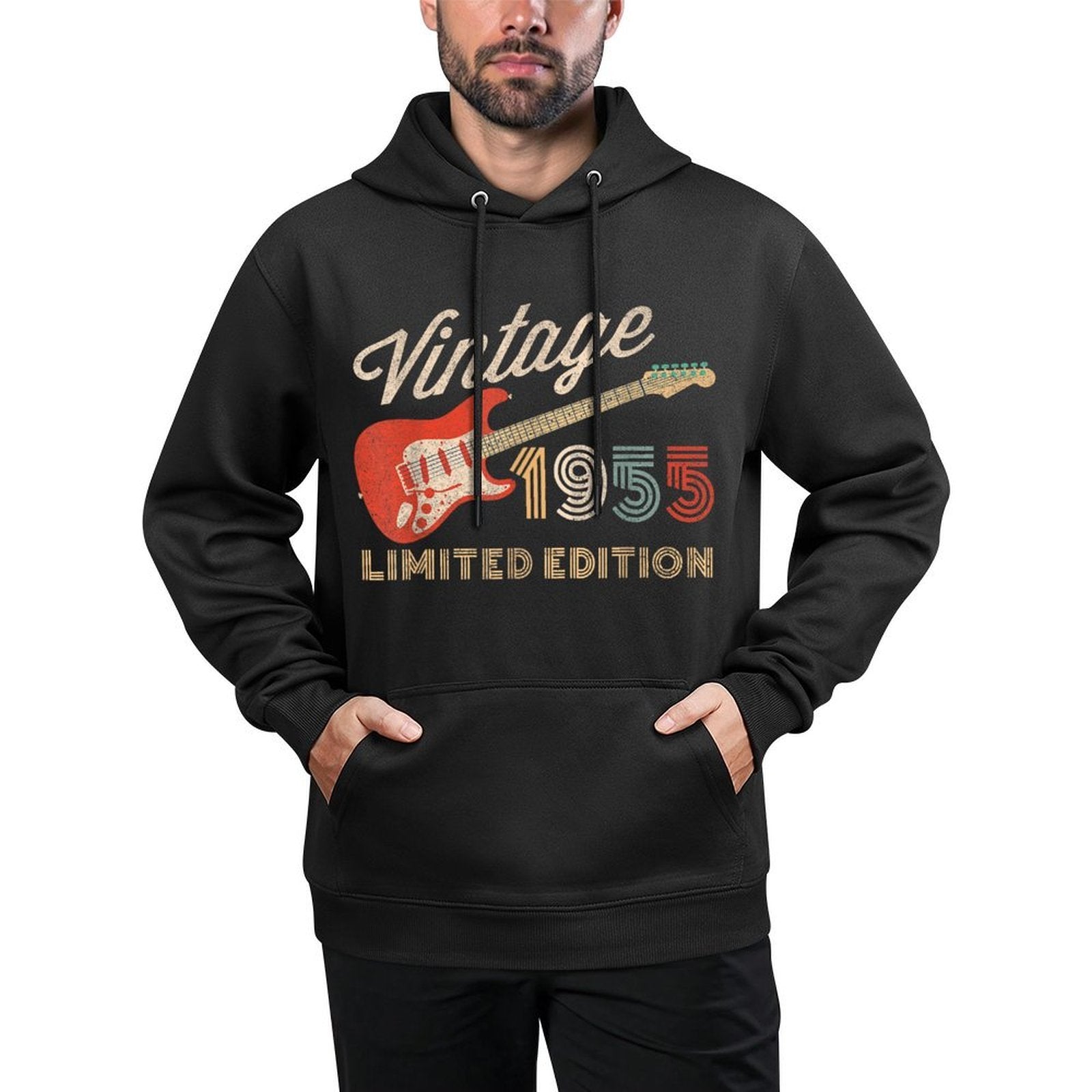 Vintage 1955 Limited Edition Guitar Year Of Birth Birthday Breathable Fabric Hoodie