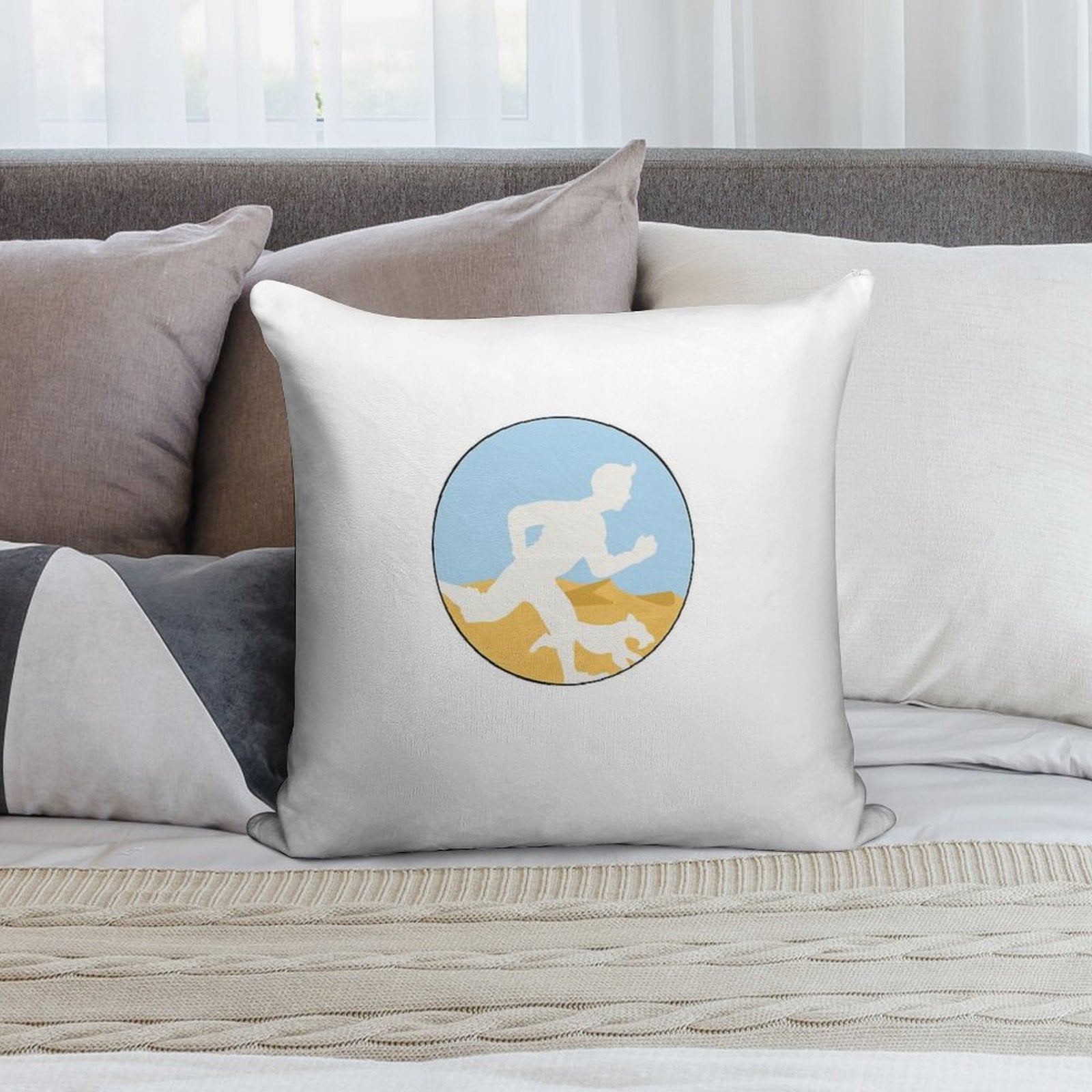 Adventurer Boy And Dog Soft Home Decor Throw Pillow