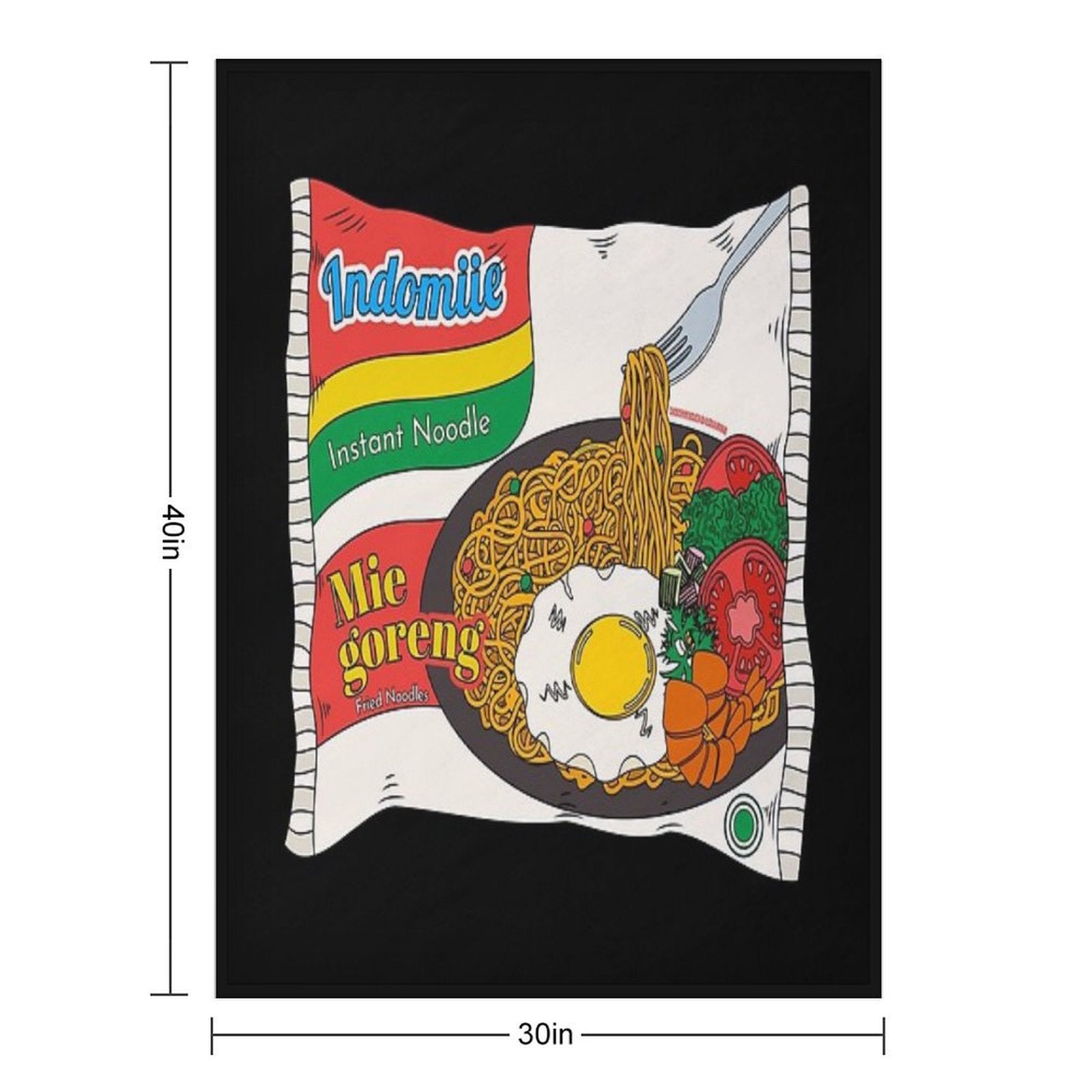 Indomiie Goreng - Fried Noodle - Indonesian Cuisine Special with Egg Plush Throw Blanket