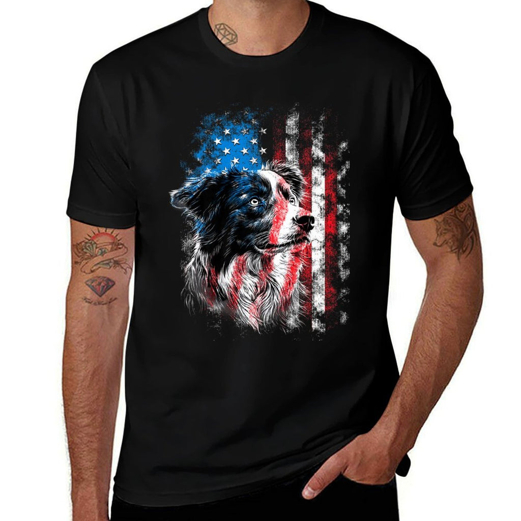 Australian Shepherd 4th of July Dog Lover Men Women Premium  Wrinkle-resistant T-Shirt