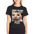 Consider Your Pants Peed Weird Cat Meme Funny Memes Brainrot  Summer-ready Fabric T-Shirt