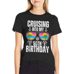 50 Year Old Birthday Cruising Into My 50th Birthday Cruise  Cotton T-Shirt