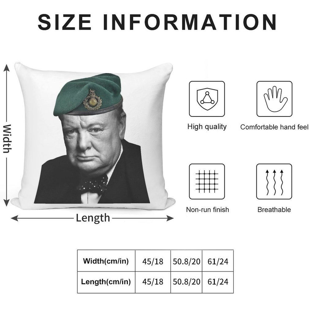 Winston Churchill WithGreen Lid Soft Washable Throw Pillow