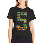 Fun Garbage Truck 5th Birthday Party 5 Year Old Boy Kids  Tagless Design T-Shirt